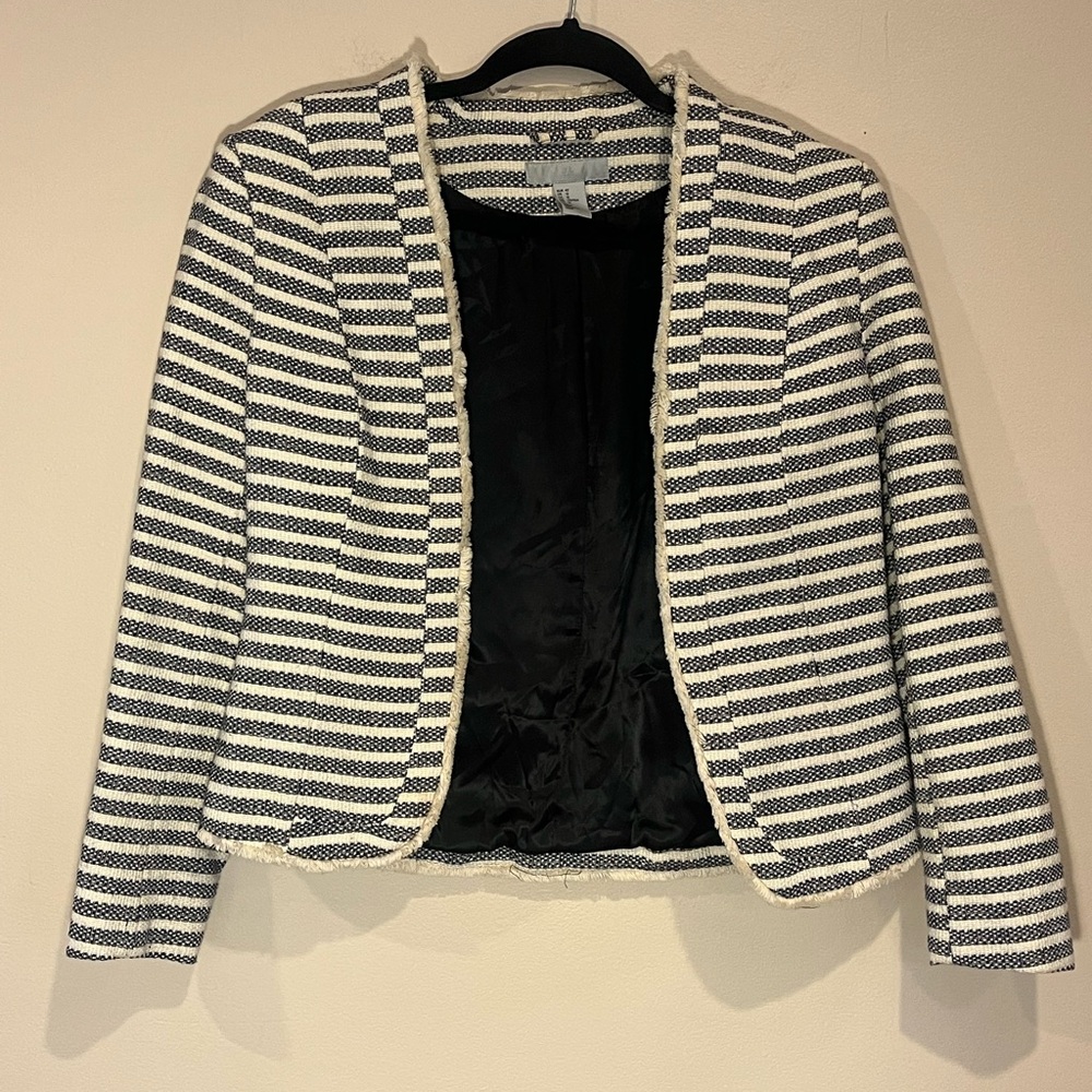 H&M Navy and White Striped Blazer